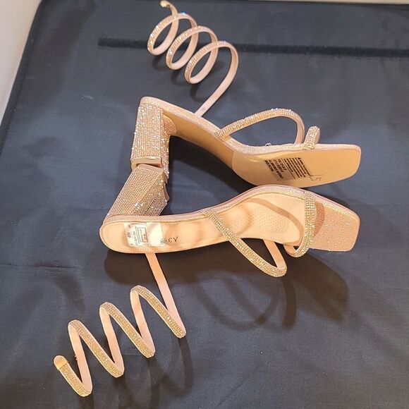 BRAND NEW DELICACY RHINESTONE DIAMOND CHUNKY HEEL PLATFORM SANDAL - Picture 13 of 15